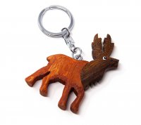 Schlüsselanhänger aus Holz - Rothirsch